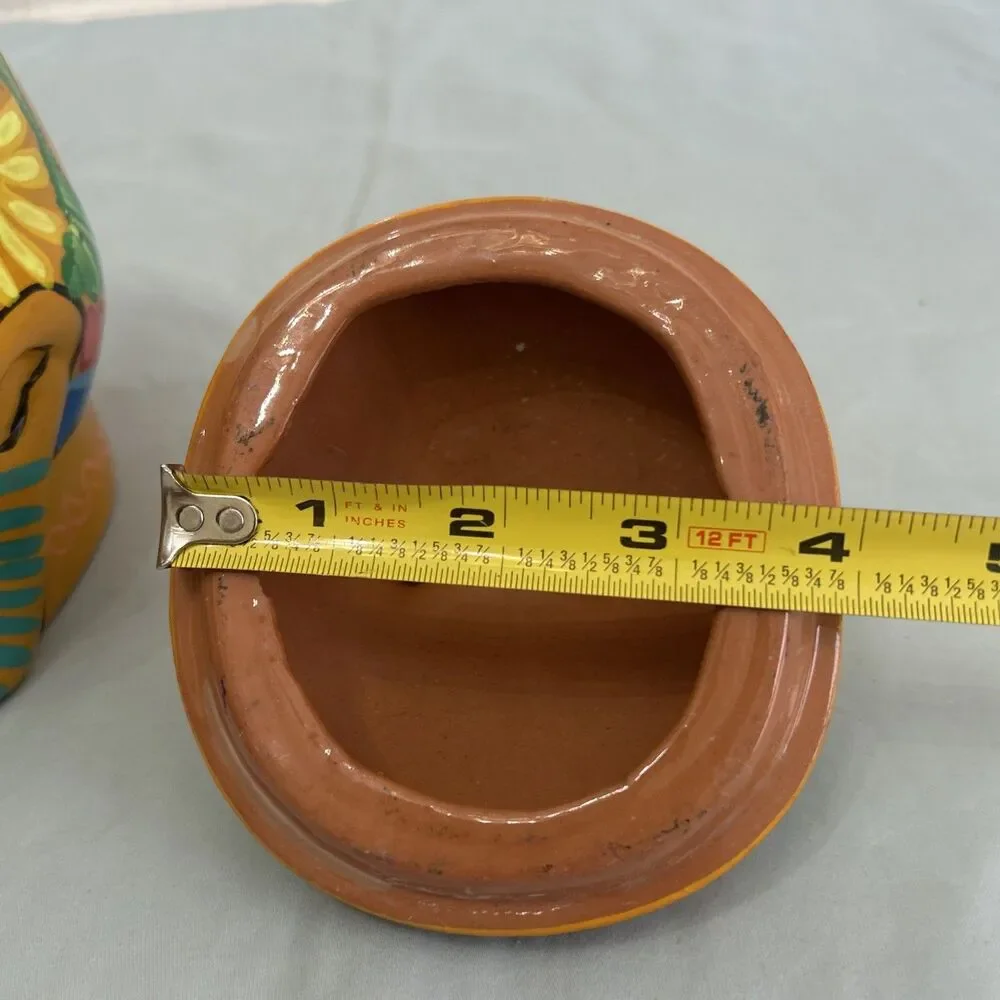 Sugar Skull Jar, Trinket Box With Lid Day of the Dead Mexico Light Orange